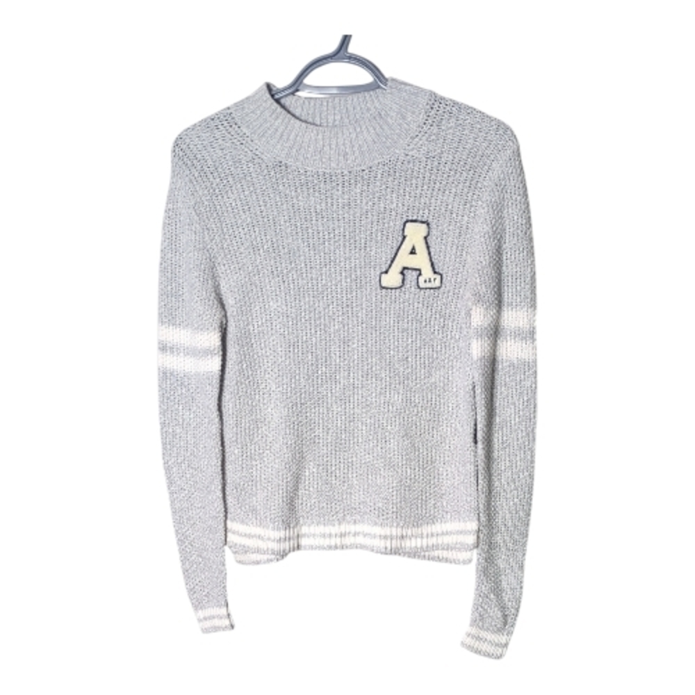 Abercrombie & Fitch Varsity Gray‎ Knit Cotton Sweater Sz XS Cheerleader Preppy